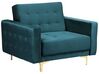 Conjunto de sofás reclináveis com 5 lugares em veludo azul esverdeado ABERDEEN_751980