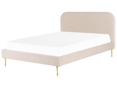 Łóżko welurowe 180 x 200 cm jasnobeżowe FLAYAT