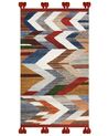 Kelim Teppich Wolle mehrfarbig 80 x 150 cm ZickZack Muster Kurzflor KANAKERAVAN_859613
