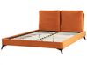 Łóżko welurowe 160 x 200 cm pomarańczowe MELLE_829889