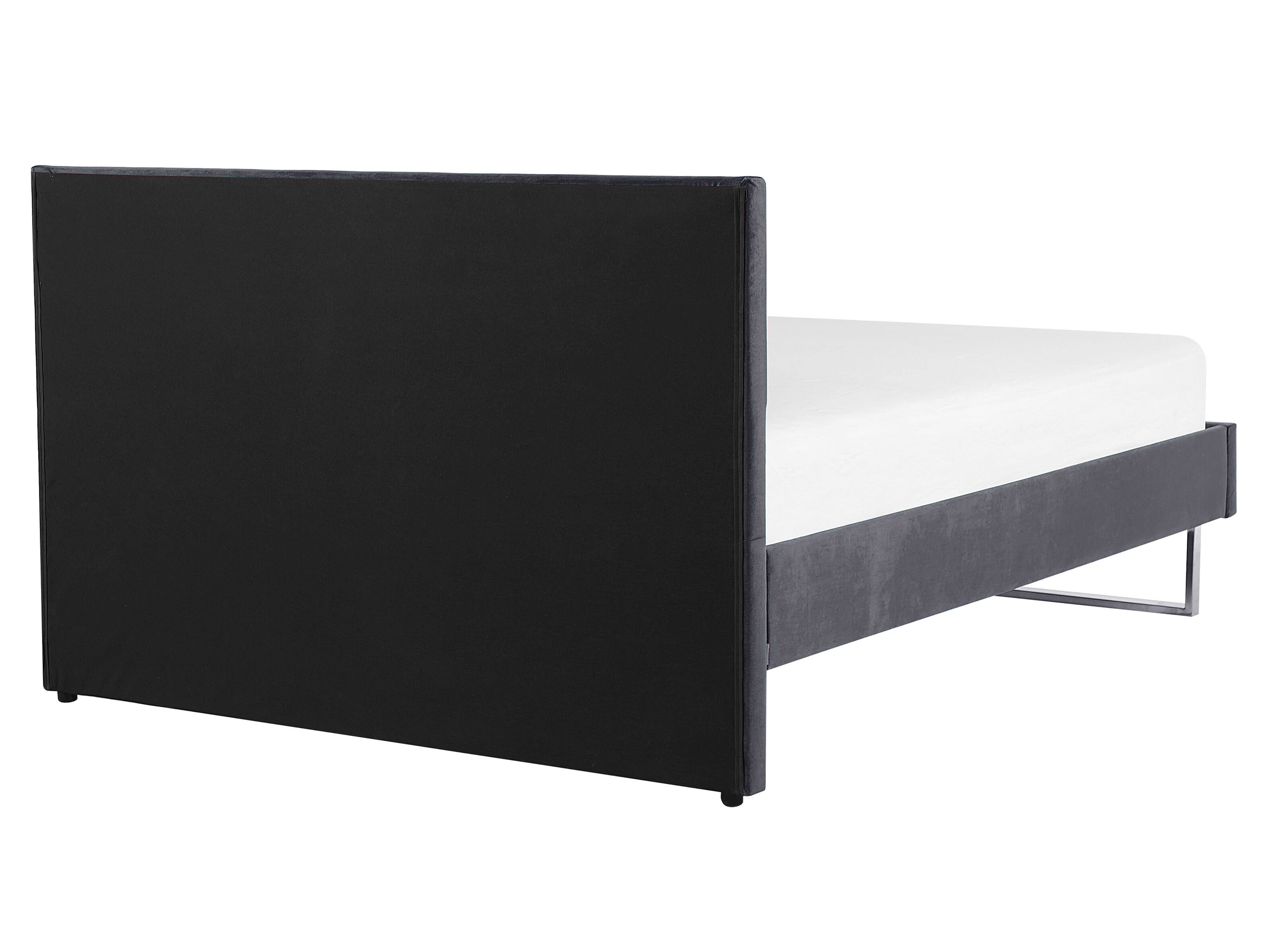 Lit double en velours gris 140 x 200 cm MELLE Lit double en velours gris 140 x 200 cm MELLE
