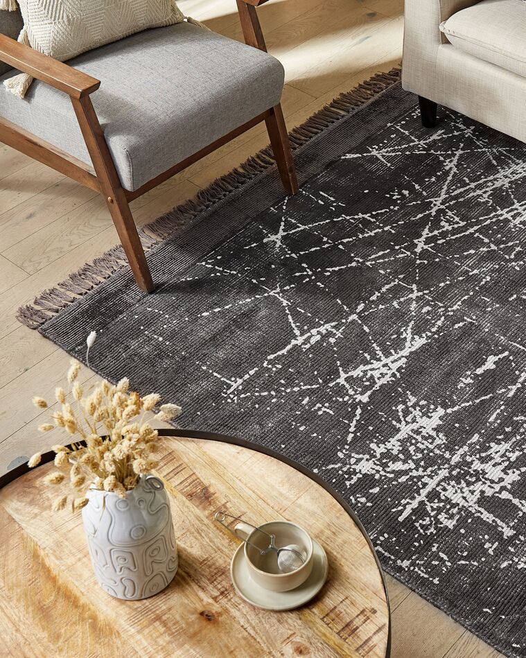 Viscose Area Rug 160 x 230 cm Dark Grey HANLI Beliani.hu