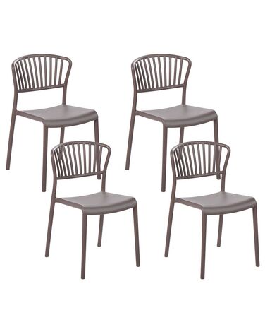 Conjunto de 4 cadeiras de jantar em plástico taupe GELA