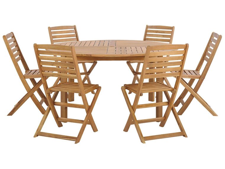 Trädgårdsmöbelset av bord och 6 stolar akaciaträ TOLVE_777857