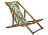 Set of 2 Acacia Folding Deck Chairs and 2 Replacement Fabrics Light Wood with Off-White / Flamingo Pattern ANZIO_800439