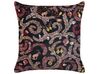 Velvet Cushion with Botanical Pattern 45 x 45 cm Black and Pink RICINUS_838997