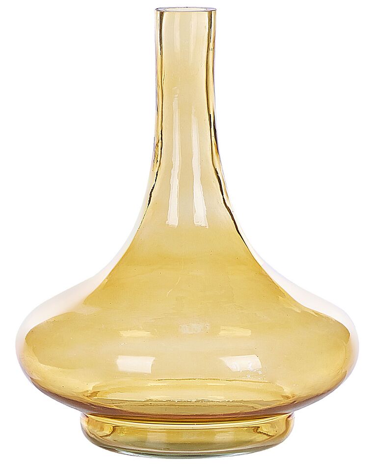 Glass Decorative Vase 30 cm Yellow PANEER_823727