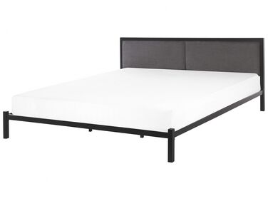 Kovová černá postel s šedou čelní deskou a rámem CLAMART 180 x 200 cm