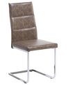 	Conjunto de 2 sillas de comedor de piel sintética marrón claro/plateado ROCKFORD_693193