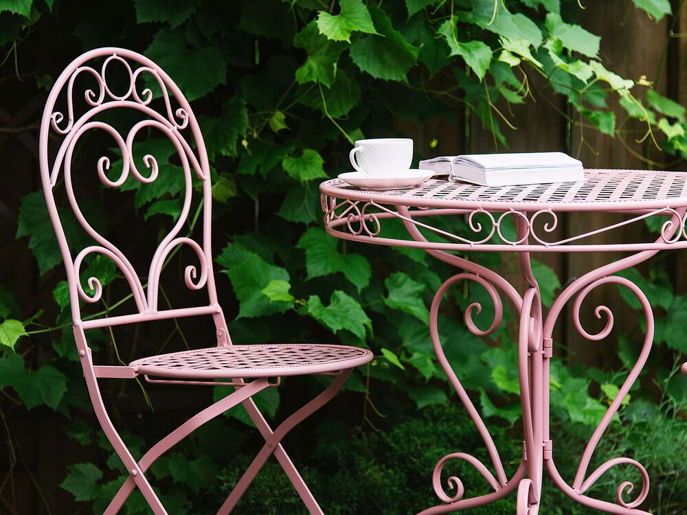 Metal Garden Bistro Set Pink ALBINIA ex Factury at Fair Price Right