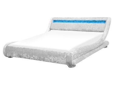 Velvet EU King Bed with LED Silver AVIGNON