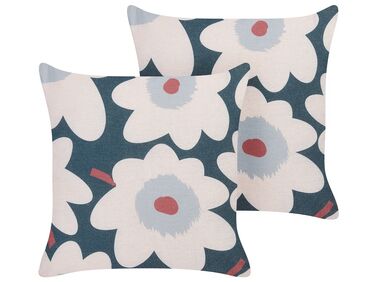 Set of 2 Cushions Floral Pattern 45 x 45 cm Multicolour SESBANIA