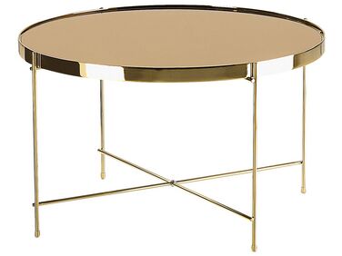 Table basse marron et dorée ronde ⌀ 63 cm LUCEA 