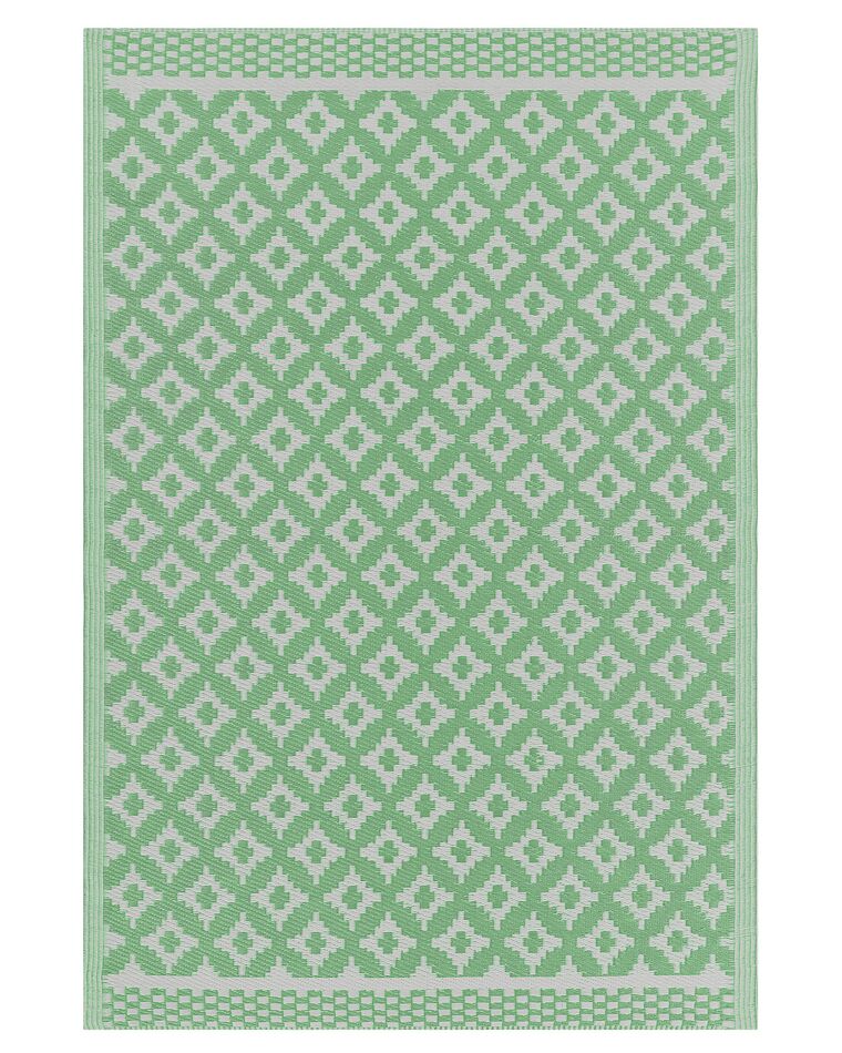 Outdoor Teppich hellgrün 120 x 180 cm geometrisches Muster Kurzflor THANE_766316