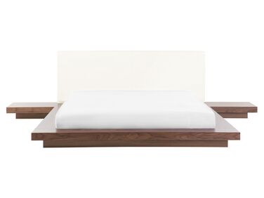 Łóżko wodne ze stolikami nocnymi 160 x 200 cm brązowe ZEN