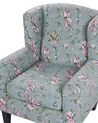 Fabric Wingback Chair with Footstool Floral Pattern Green HAMAR_794167