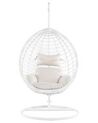 PE Rattan Hanging Chair with Stand White FANO_724369