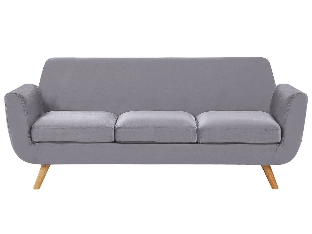 3 Sitzer Sofa Samtstoff Abnehmbarer Bezug Grau Bernes Beliani De Sofa Mit Abnehmbaren Bezug