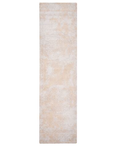 Teppich Baumwolle beige 80 x 300 cm orientalisches Muster Kurzflor BEYKOZ