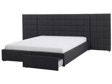 Fabric EU Super King Size Bed with Storage Grey MILLAU