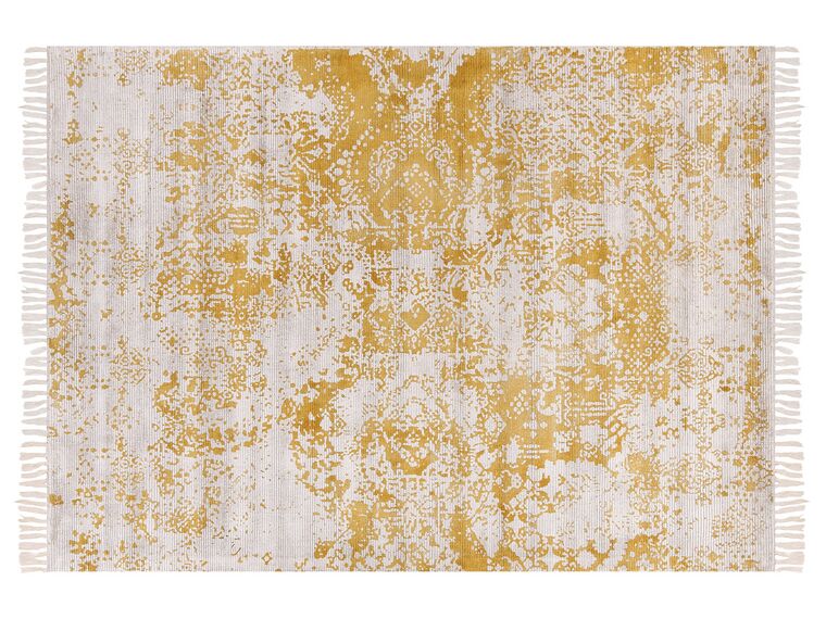 Teppich Viskose senfgelb / beige 160 x 230 cm orientalisches Muster Kurzflor BOYALI_836798