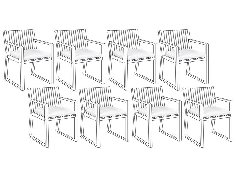 Conjunto de 8 almofadas para cadeira de jardim brancas SASSARI_897901