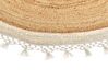 Round Jute Area Rug ⌀ 140 cm Beige and White MARTS_869905