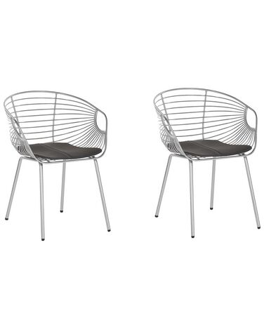Conjunto de 2 cadeiras em metal prateado HOBACK