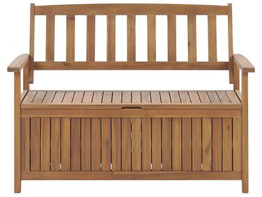 Záhradná lavička z akáciového dreva s úložným priestorom 120 cm SOVANA