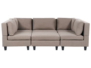 5-Seater Modular Fabric Sofa with Ottoman Brown UNSTAD