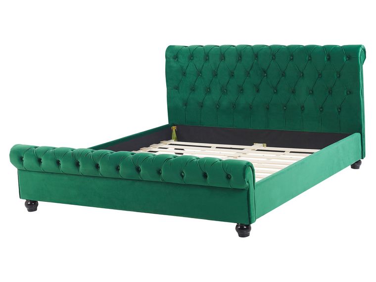 Velvet EU King Size Bed Emerald Green AVALLON | Beliani.co.uk