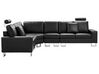 Canapé angle à droite en cuir noir 6 places STOCKHOLM_680161