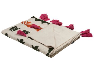 Decke Baumwolle mehrfarbig 130 x 180 cm Blumenmuster ANAND