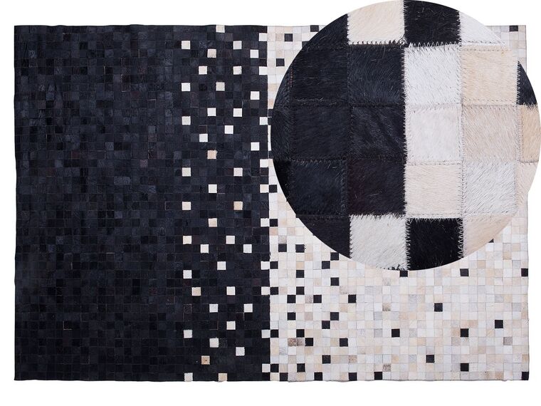 Vloerkleed patchwork zwart/beige 140 x 200 cm ERFELEK_714285