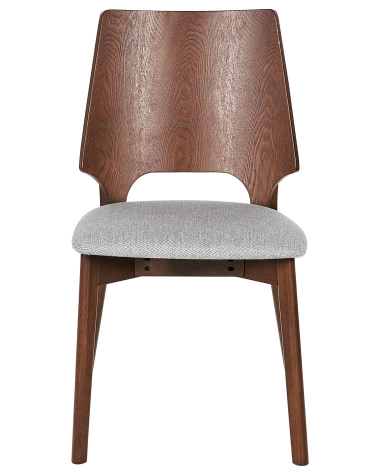 Set of 2 Dining Chairs Dark Wood and Grey ABEE Beliani.co.uk