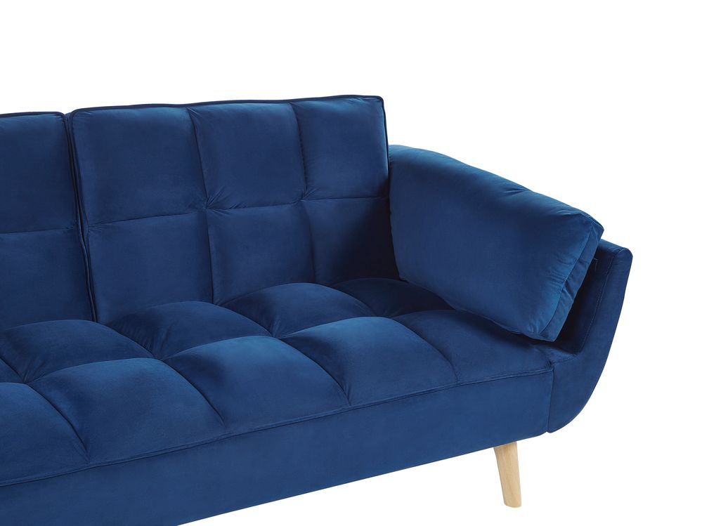 Velvet Sofa Bed Navy Blue ASBY Beliani.co.uk