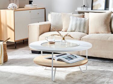 Coffee Table with Shelf White with Light Wood CHICO
