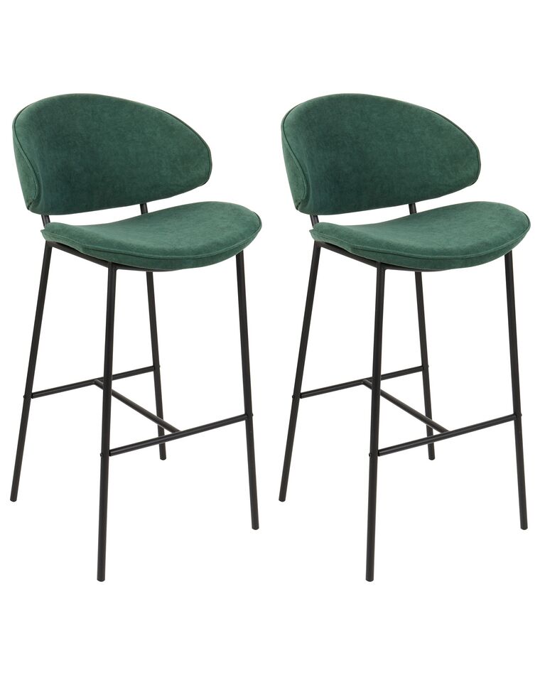 Set of 2 Fabric Bar Chairs Green KIANA_908114