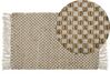 Teppich beige 50 x 80 cm kariertes Muster Kurzflor zweiseitig ZERDALI_790995