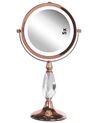 Miroir de maquillage avec LED ø 18 cm rose doré MAURY_813607