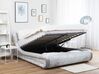 Zamatová posteľ s úložným priestorom 160 x 200 cm strieborná AVIGNON_735176