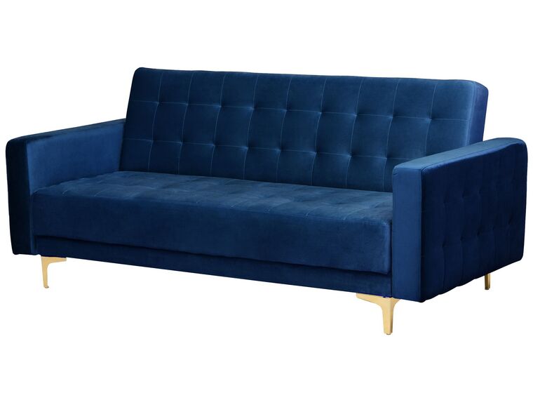 3 Seater Velvet Sofa Bed Navy Blue ABERDEEN Beliani.co.uk