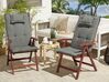 Conjunto de 2 sillas de jardín de madera de acacia con cojines grises TOSCANA_804183