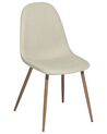 Conjunto de 2 sillas de comedor de poliéster beige claro/madera clara BRUCE_682270