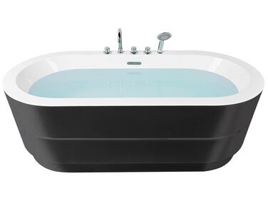 Badewanne freistehend schwarz mit Armatur oval 170 x 80 cm EMPRESA