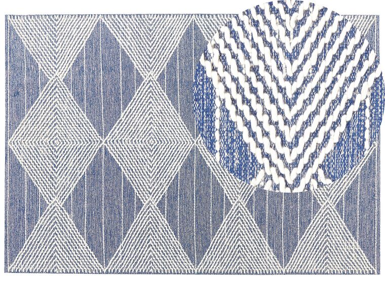 Vlněný koberec 160 x 230 cm světle béžový/modrý DATCA_831003