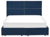 Cama de casal com arrumação em veludo azul marinho 160 x 200 cm VERNOYES_825490
