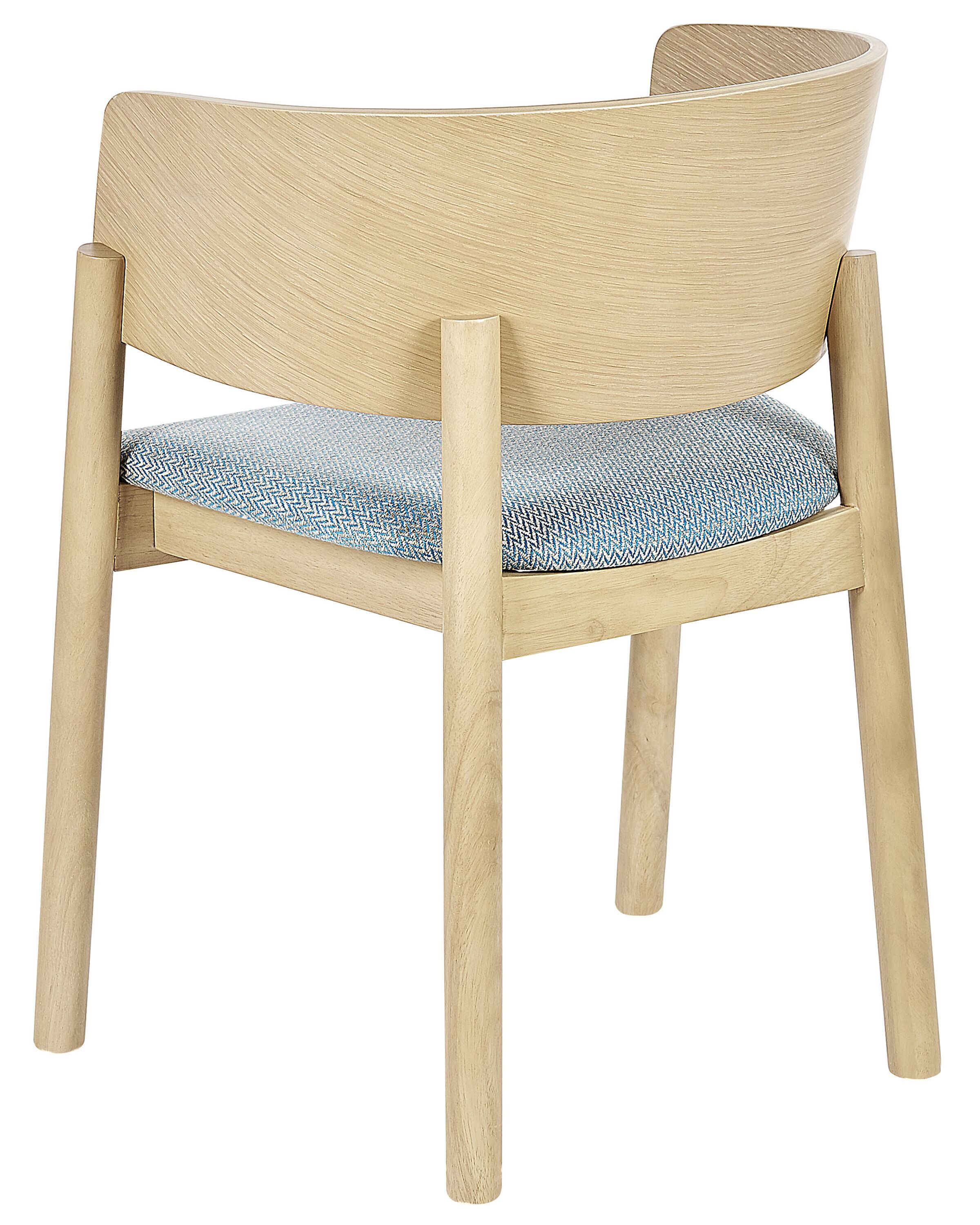 Set of 2 Dining Chairs Light Wood and Blue MARIKANA Beliani.co.uk
