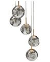 5 Light Glass Pendant Lamp Transparent and Brass RALFES_868614