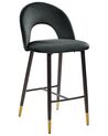 Conjunto de 2 sillas de bar de terciopelo negro/dorado FALTON_795826